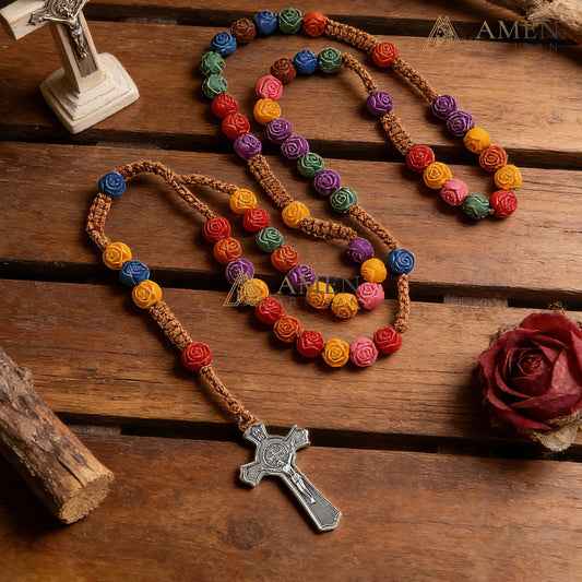 Colorful Rose Beads Rosary Amen Artisan