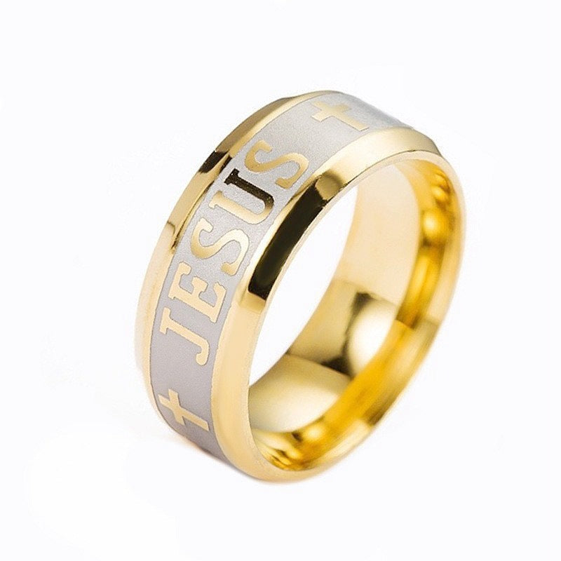 Jesus Cross Titanium Steel Ring Amen Artisan