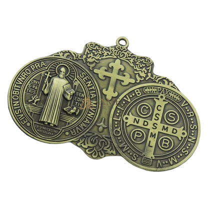 Saint Benedict Double Medallion Pendant Ornament  Amen Artisan