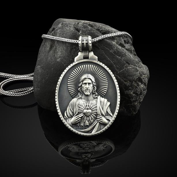 Vintage Sacred Heart of Jesus Pendant | Heritage Faith Jewelry, Classic Religious Necklace Amen Artisan