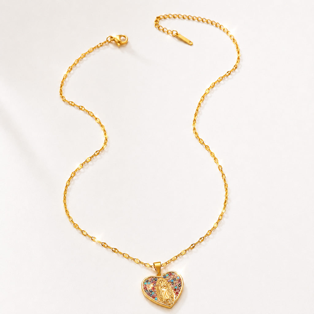【DEAL TODAY】Colorful Crystal Our Lady Heart Necklace