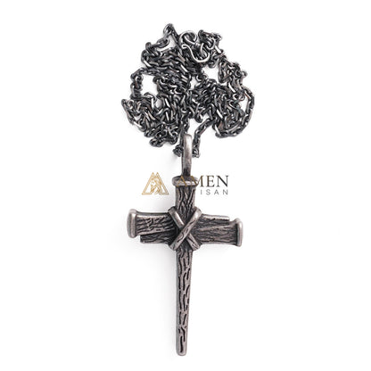 Heavy Dragon Bone Chain Cross Necklace - Resilience, Faith & Sacred Protection |  Amen Artisan