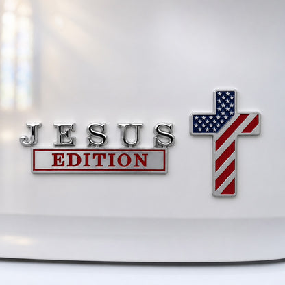 JESUS EDITION Metal Car Emblem Set - Christian Faith, Liberty & Personal Belief | Amen Artisan