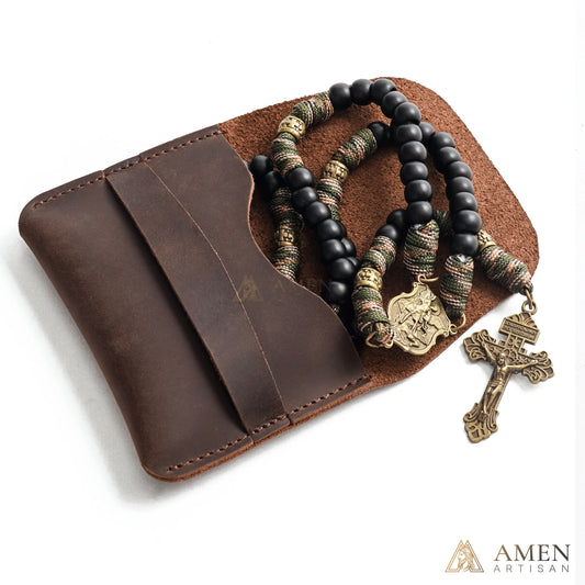 Genuine Leather Rosary Pouch – Crazy Horse Leather Prayer Beads Case