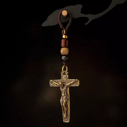 Brass Vintage Crucifix Sorrow Necklace Amen Artisan