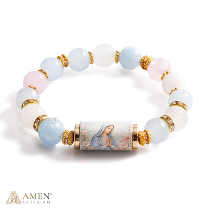 A Gentle Reminder of Grace — Natural Crystal Our Lady Bracelet