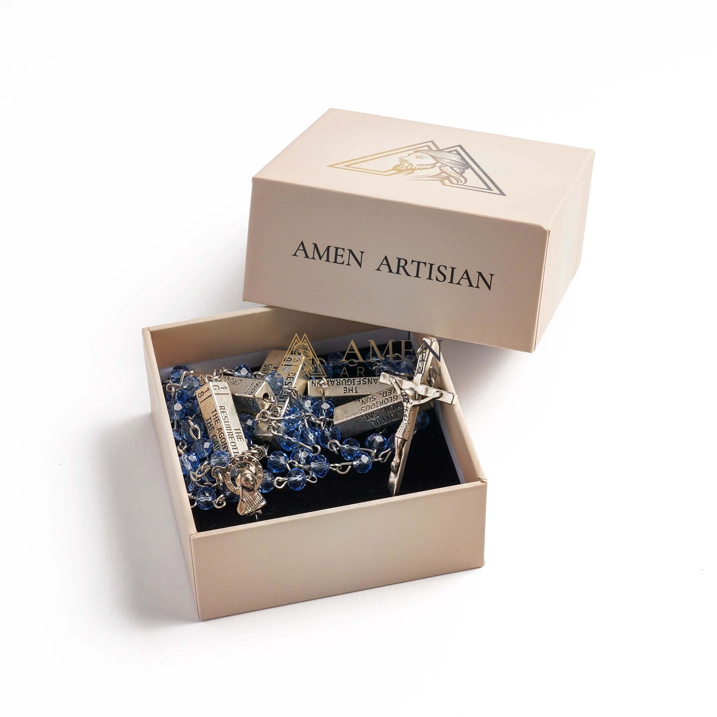 【DEAL TODAY】The Mysteries Rosary Engraved Mystery Bar Amen Artisan