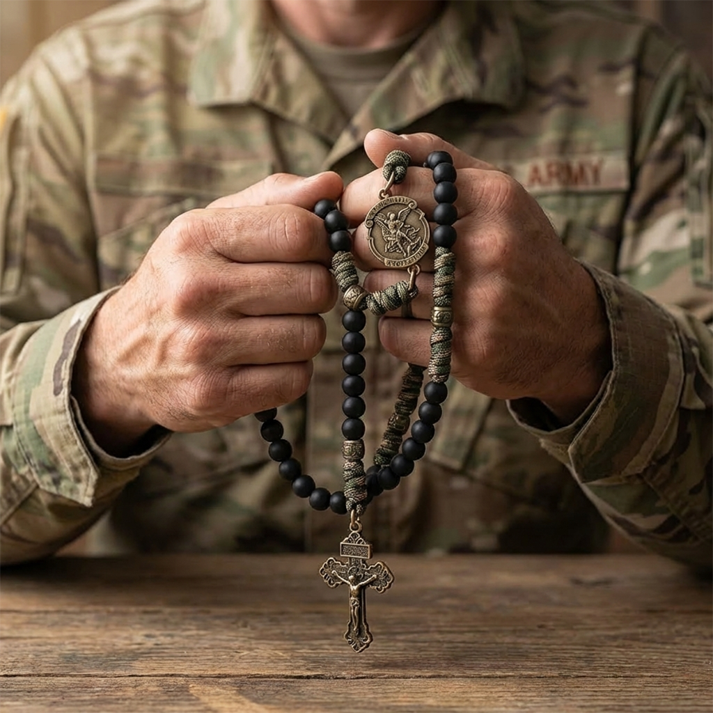 【Deal Today】St. Michael Combat Rosary Paracord Rosary – Faith & Valor Amen Artisan
