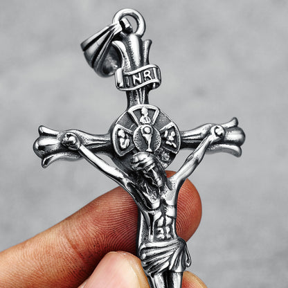 Amen Artisan Vintage Style Titanium Steel 3D Cross Necklace