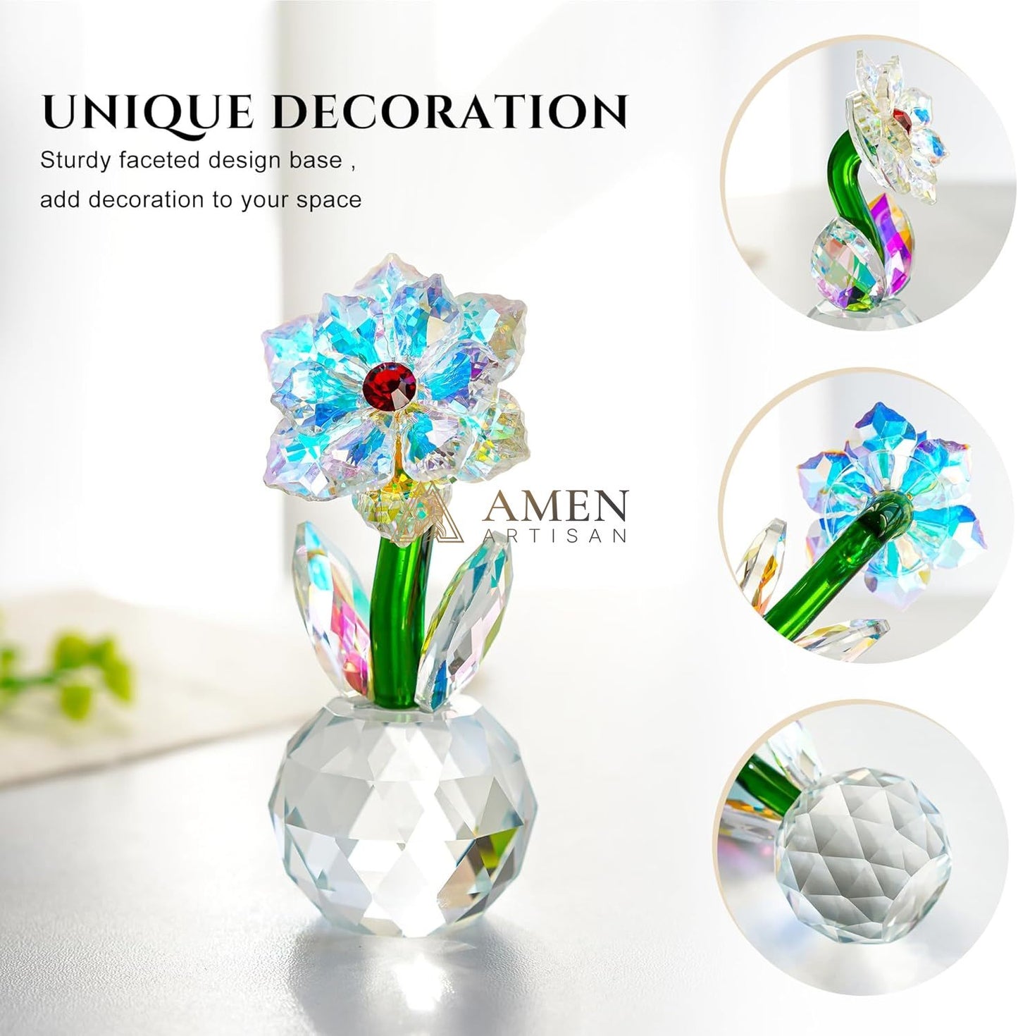 Crystal-Colored Sunflower Figurine Amen Artisan