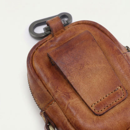 Vintage Full-Grain Leather Rosary Pouch — Classic Faith Storage Case