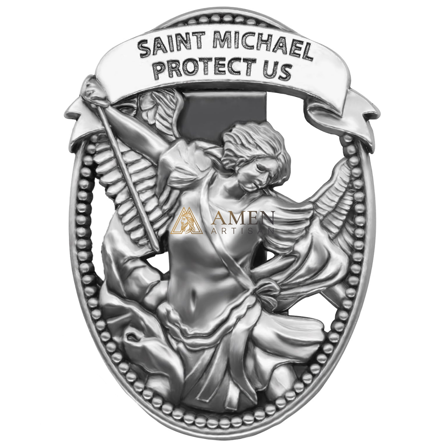 St Michael Medal Car Clip Amen Artisan