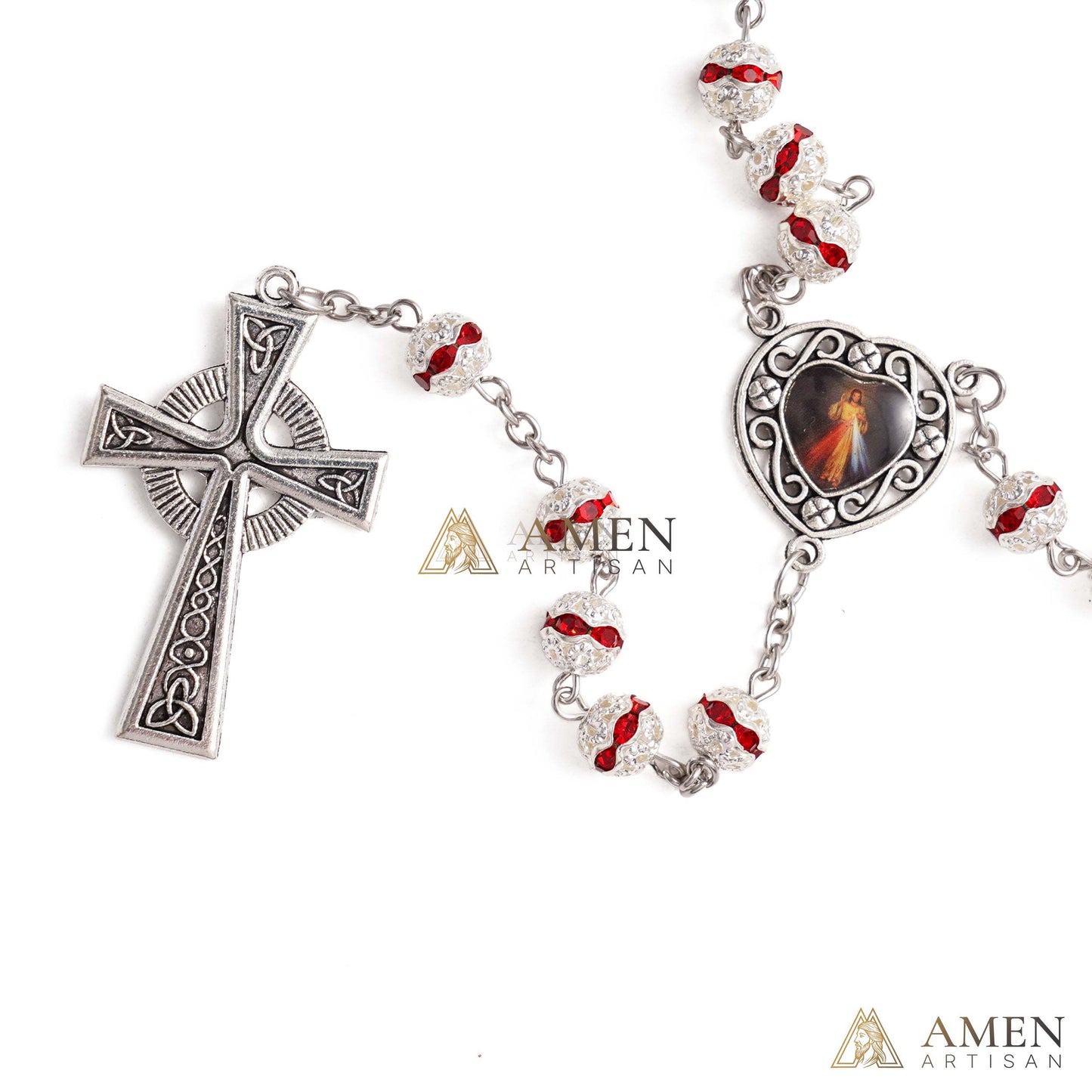 Alloy&Zirconia Bead Crucifix Rosary