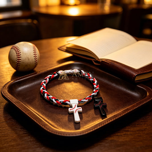 Tri Color Braided Sports Cross Bracelet - Faith, Strength & Team Spirit | Amen Artisan