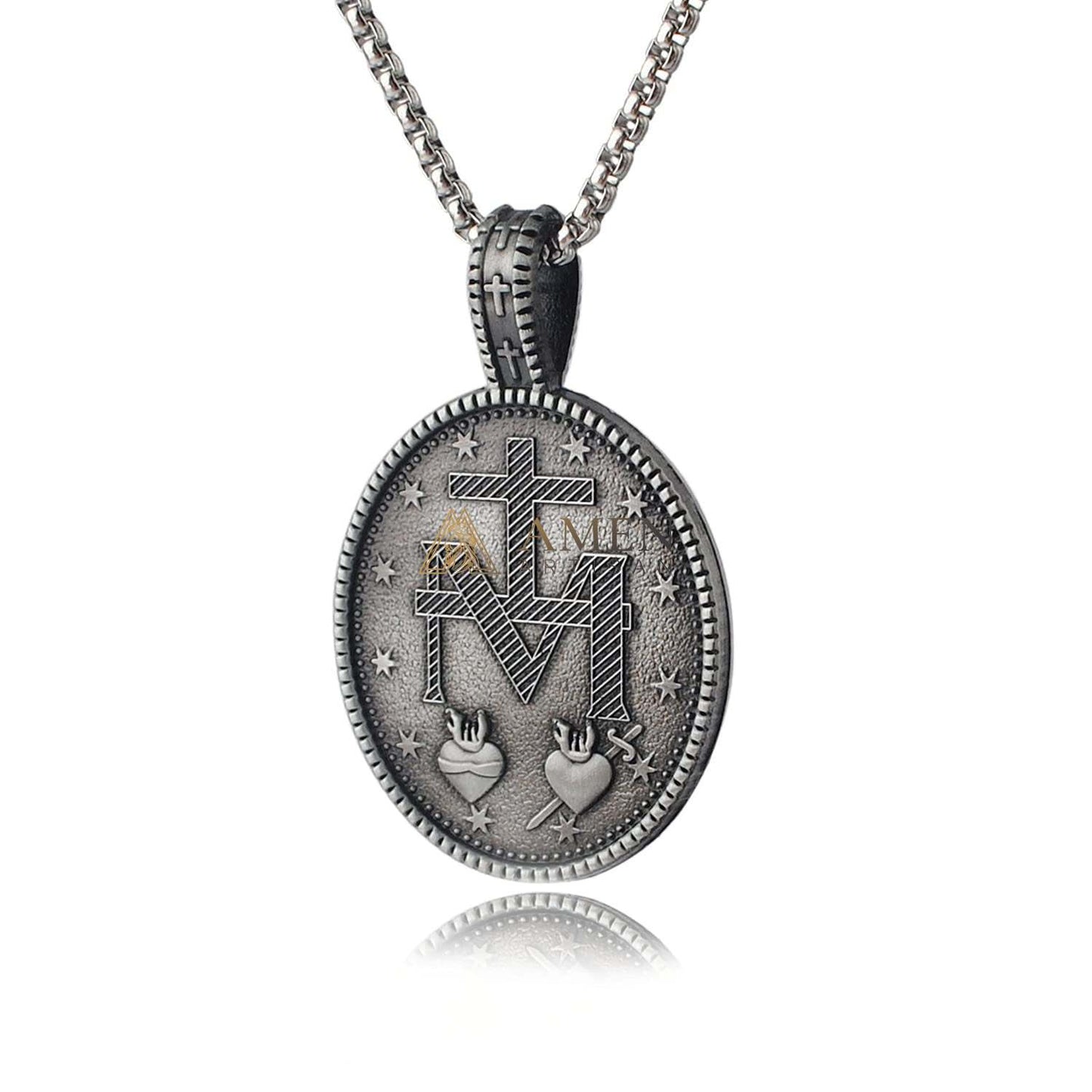 Virgin Mary Titanium Stee Pendent Amen Artisan