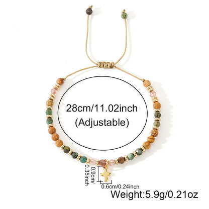 【Deal Today】Boho Natural Stone Cross Bracelet with Adjustable Cord — Faith | Amen Artisan