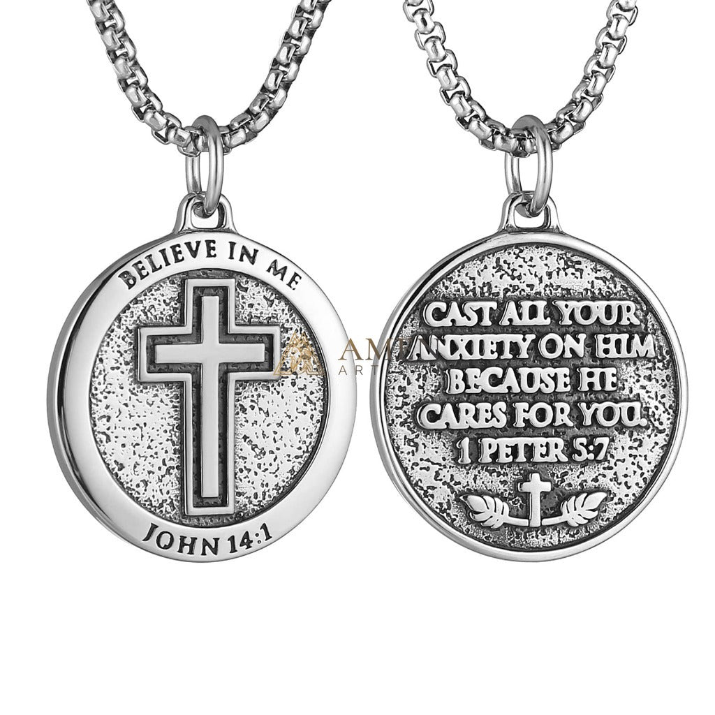 Cross Medallion Pendant Necklace Amen Artisan