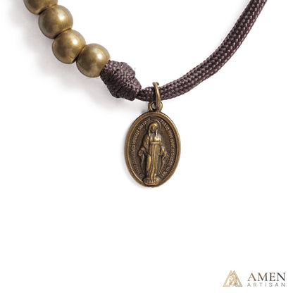 【DEAL TODAY】Brown Braided Prayer Bracelet with Antique Bronze Beads — Blessing