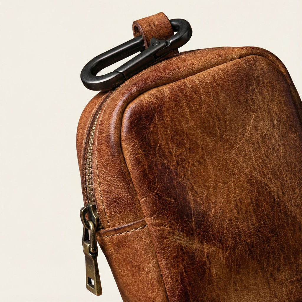Vintage Full-Grain Leather Rosary Pouch — Classic Faith Storage Case