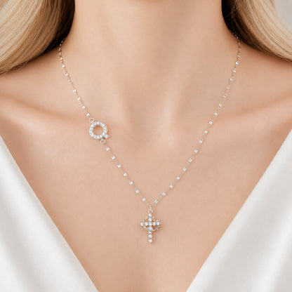 【DEAL TODAY】Sparkling Zircon Cross Necklace with A-Z Initial Charm