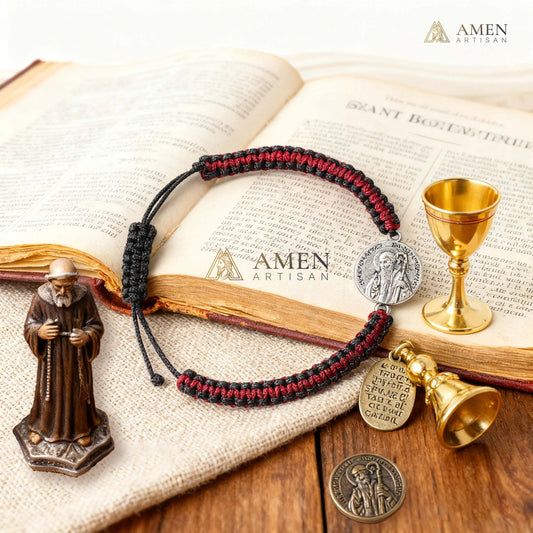 Jesus Portrait Pendant Braided Bracelet Amen Artisan