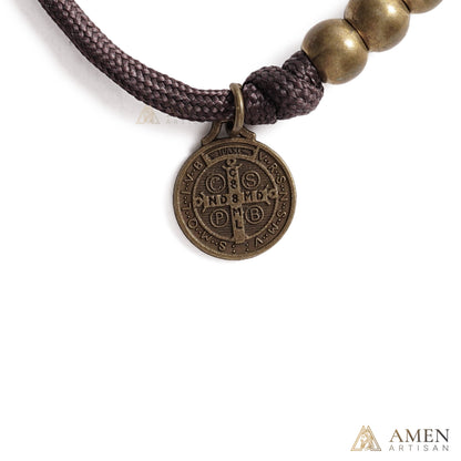 【DEAL TODAY】Brown Braided Prayer Bracelet with Antique Bronze Beads — Blessing