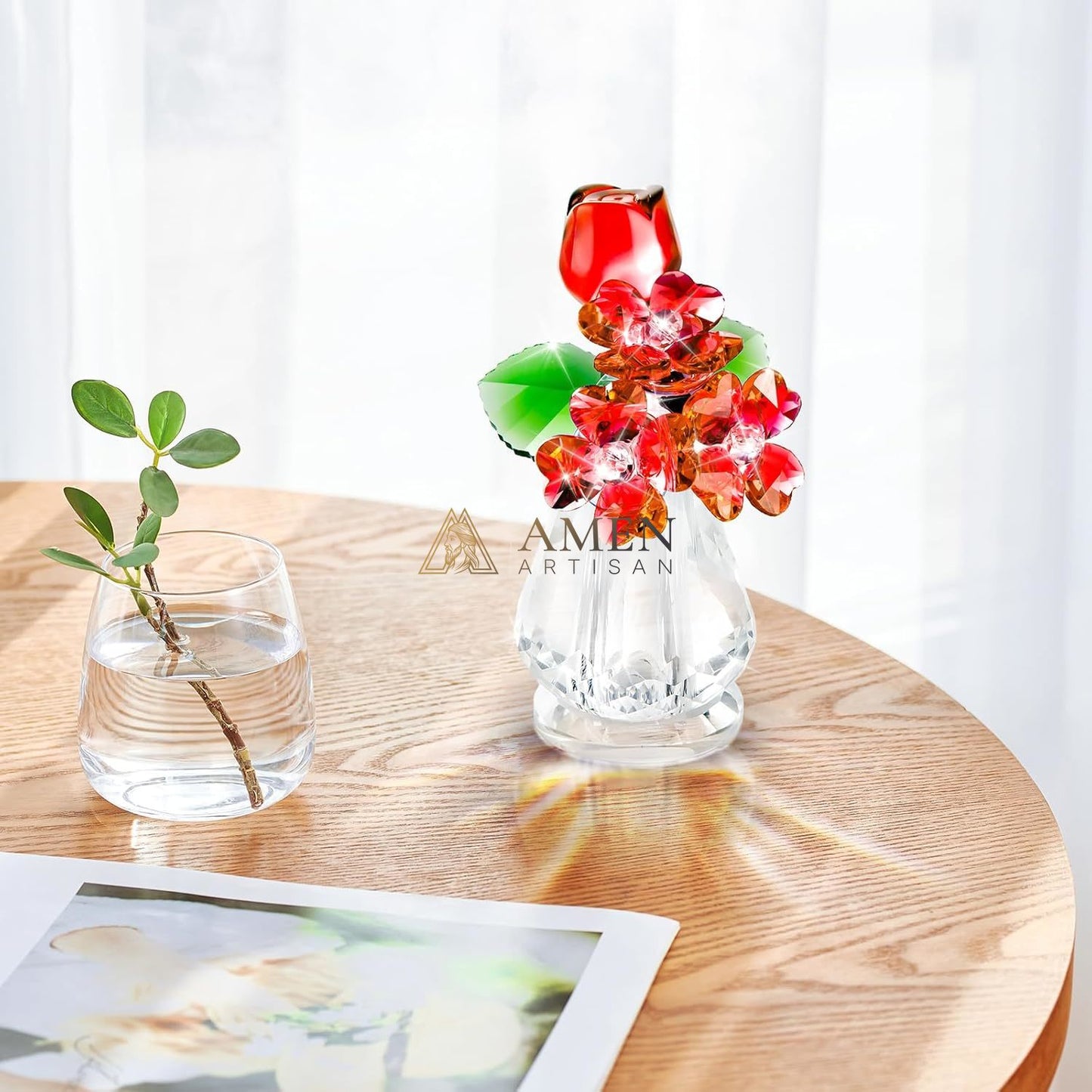 Crystal Rose Bouquet  Figurine Amen Artisan
