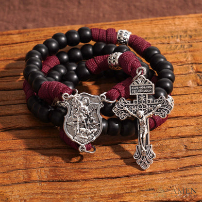 St. Michael Paracord Rosary with Jesus Crucifix - Protection & Strength