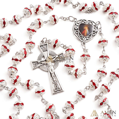 Alloy&Zirconia Bead Crucifix Rosary