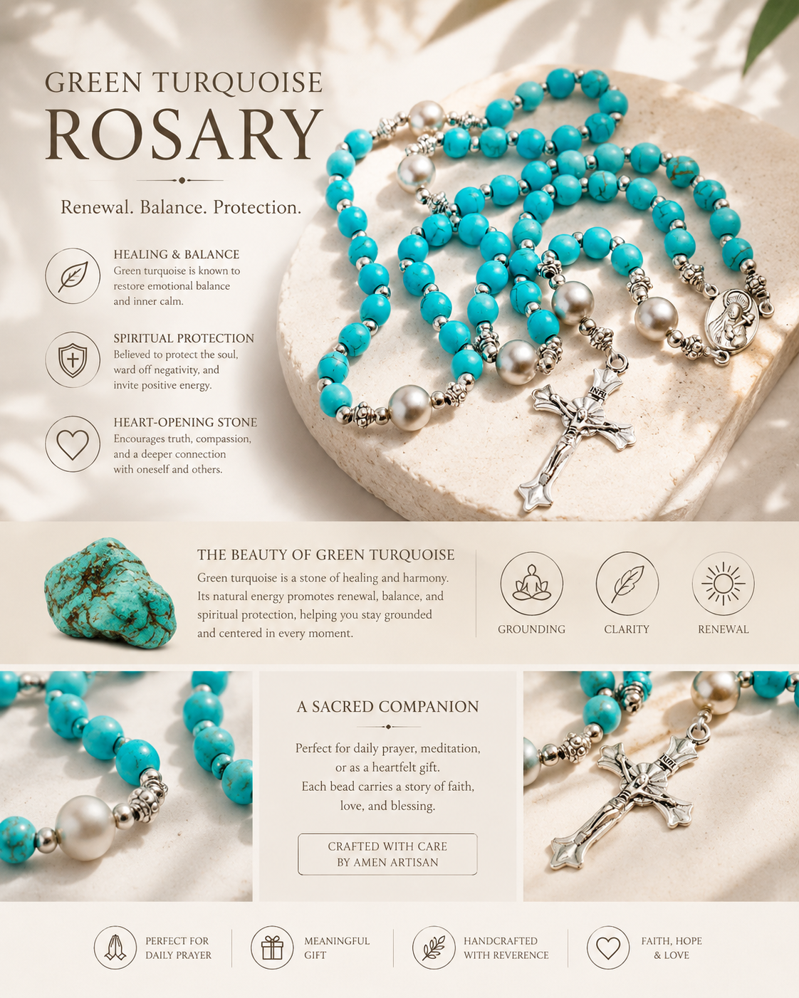 【Deal Today】Turquoise Rosary — Faith, Healing & Divine Protection
