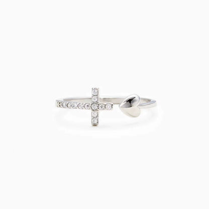 Amen Artisan Cubic Zirconia Heart Cross Ring