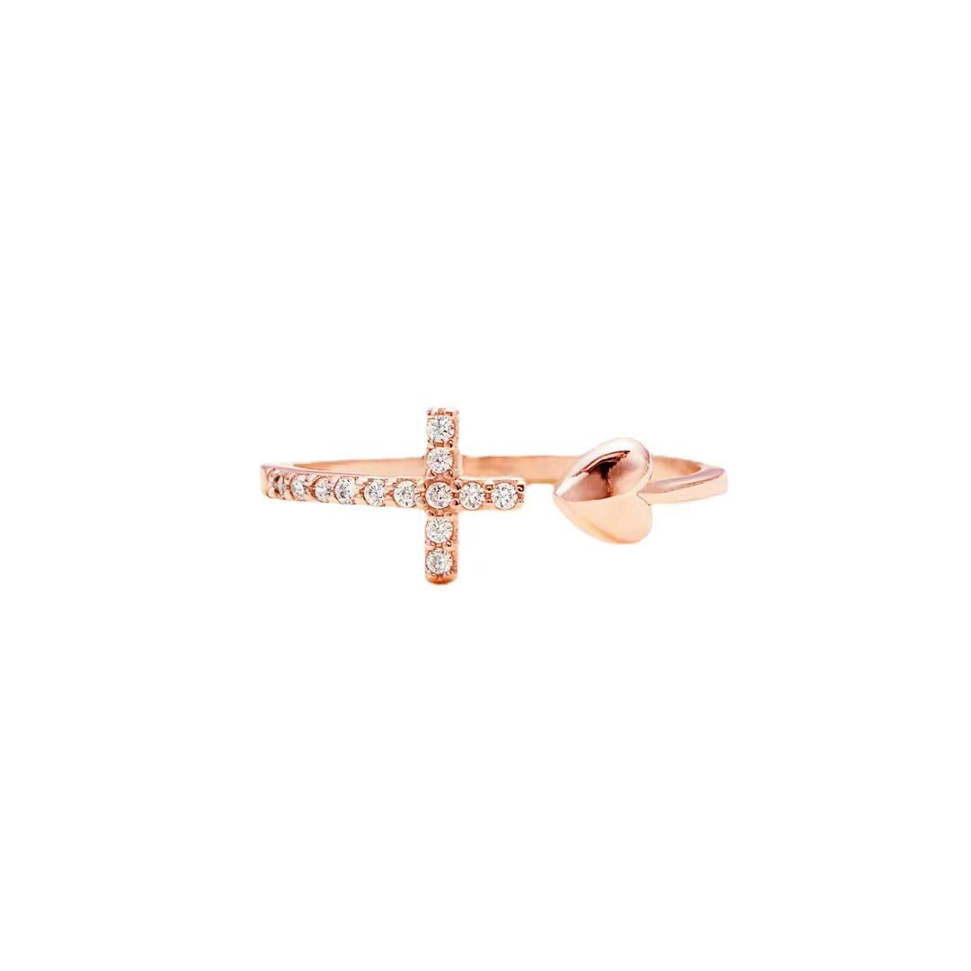 Amen Artisan Cubic Zirconia Heart Cross Ring