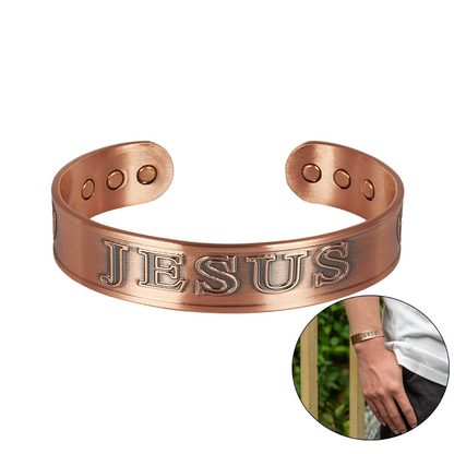 Amen Artisan Vintage Engraved Jesus Name Copper Magnetic Bracelet