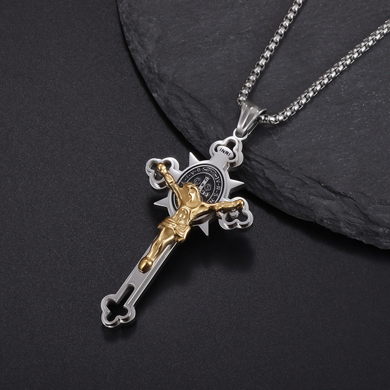 Saint Benedict Cross & Inscriptions Crucifix Necklace Amen Artisan
