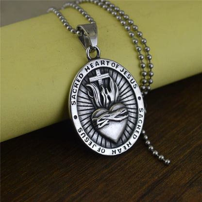 Vintage Titanium Steel Heart Design Cross Pendant Necklace Amen Artisan