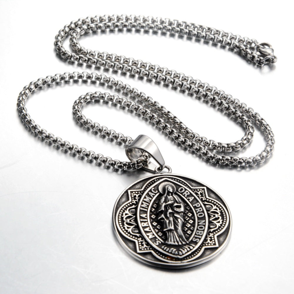 Our Lady of Fátima Ancient Silver and Gold Metal Necklace Amen Artisan