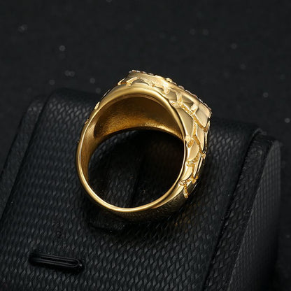 Gold Christ Ring with Diamond and Crucifix Amen Artisan