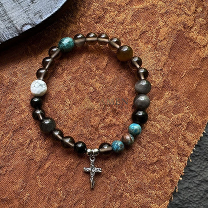 Ice Obsidian Cross Bracelet  Amen Artisan