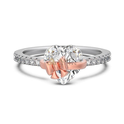 Heart Bow Diamond Ring Amen Artisan
