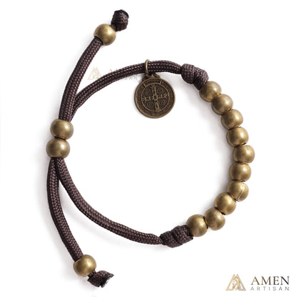 【DEAL TODAY】Brown Braided Prayer Bracelet with Antique Bronze Beads — Blessing