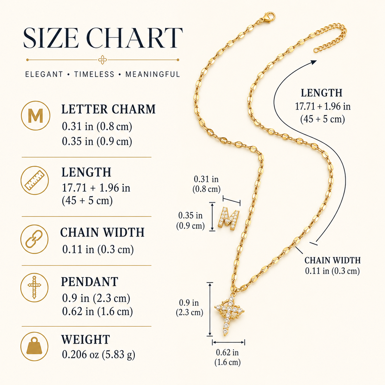 【DEAL TODAY】Sparkling Zircon Cross Necklace with A-Z Initial Charm