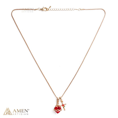 Sacred Heart & Rose Cross Multi-Pendant Necklace Amen Artisan