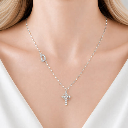 【DEAL TODAY】Sparkling Zircon Cross Necklace with A-Z Initial Charm