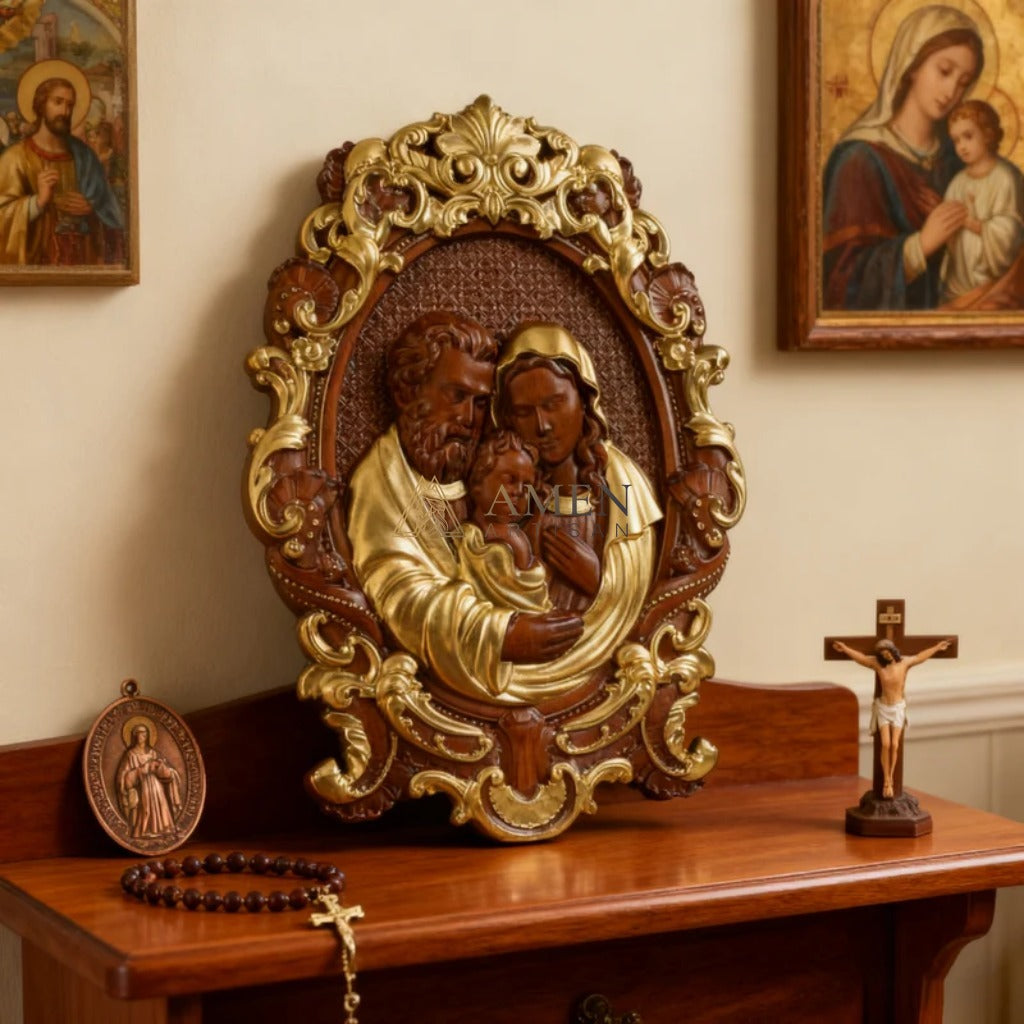 Holy Family Wood Carving