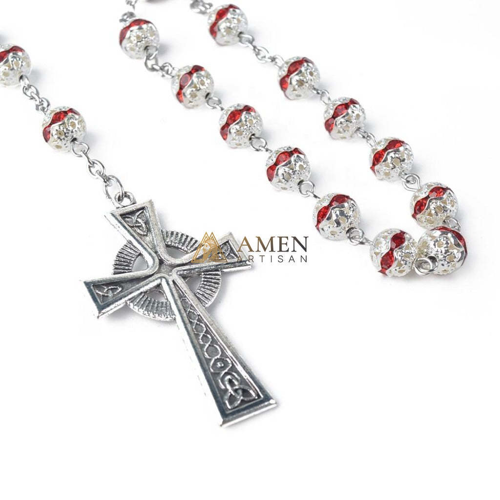Alloy&Zirconia Bead Crucifix Rosary