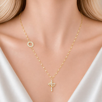 【DEAL TODAY】Sparkling Zircon Cross Necklace with A-Z Initial Charm