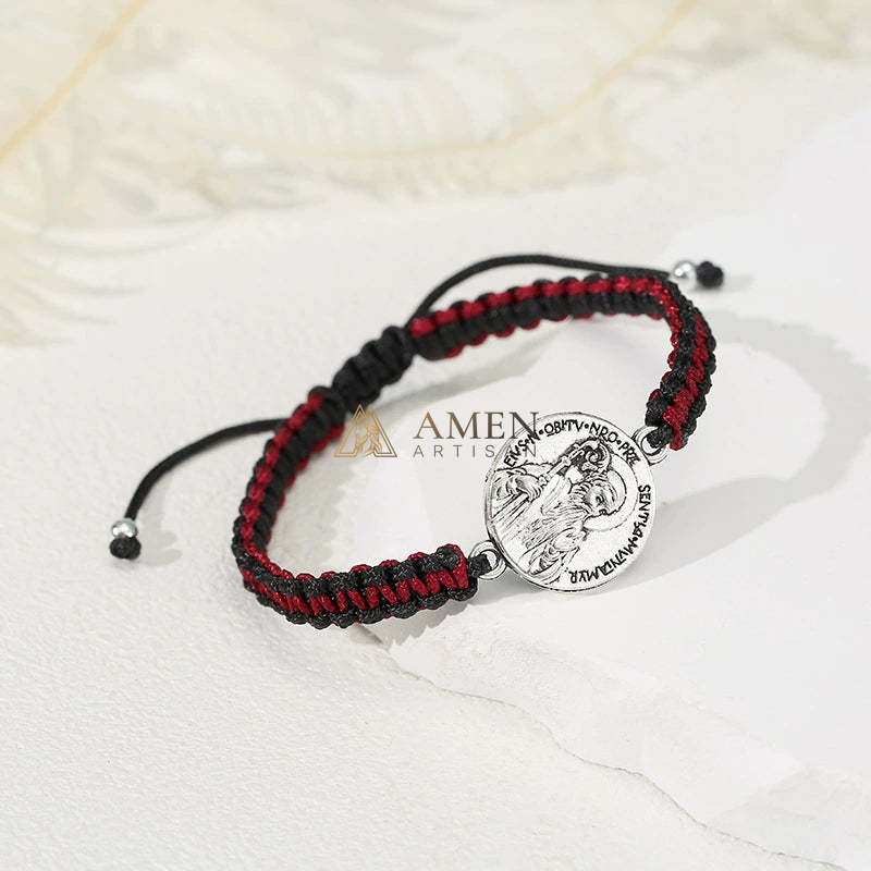 Jesus Portrait Pendant Braided Bracelet Amen Artisan