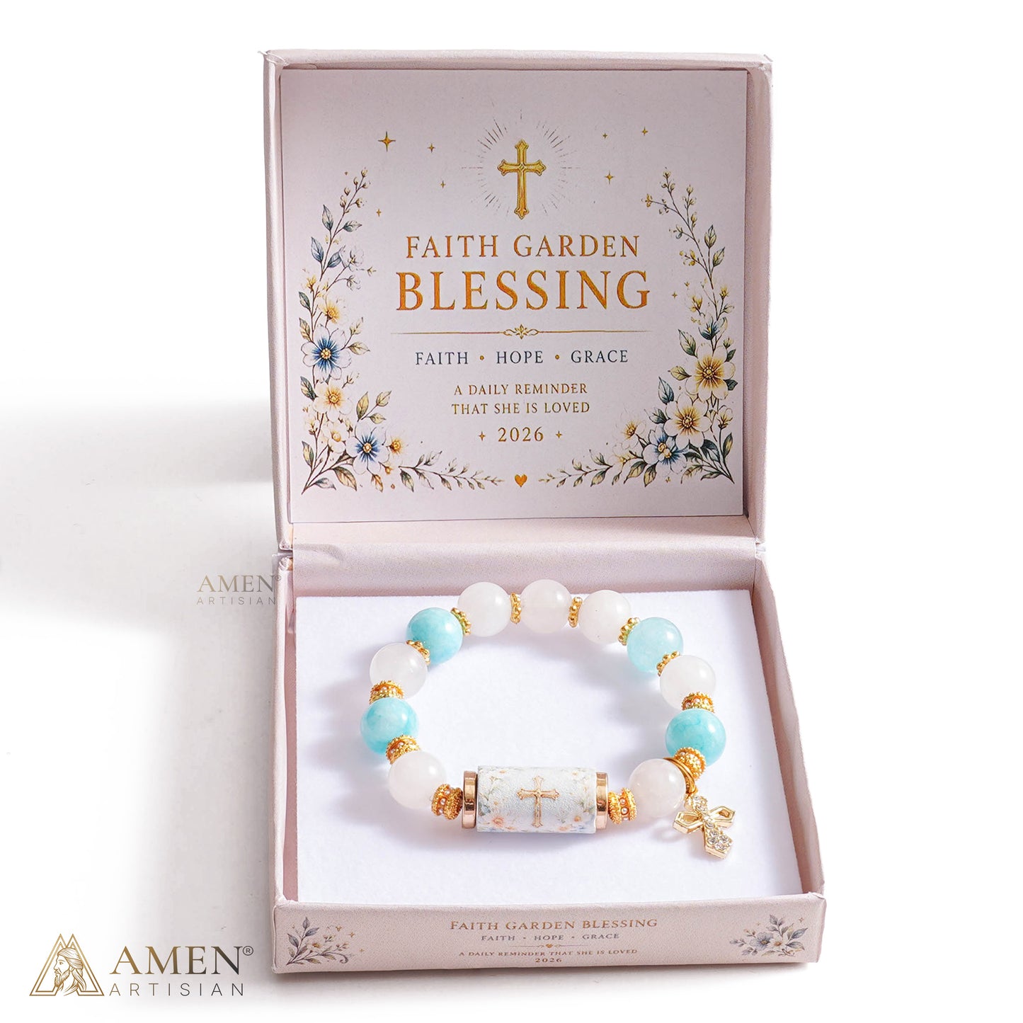 A Cool, Gentle Reminder of Faith — Natural Crystal Cross Bracelet