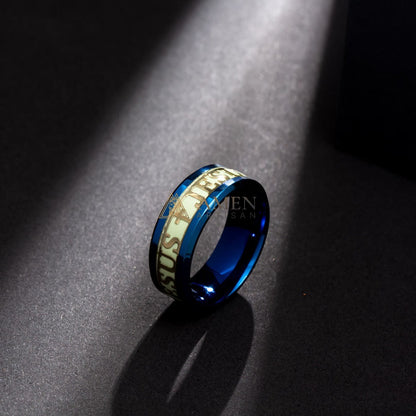 Jesus Cross Titanium Steel Luminous Ring Amen Artisan