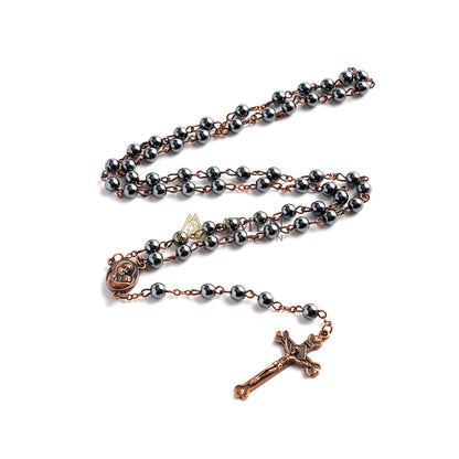 Hematite Rosary with Jerusalem Holy Land Amen Artisan